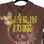 Lucky Brand VHTF: new Y2K  ✌︎︎ Live in Love Zip Hoodie ✌︎︎ Cocoa Neon Graphics XS Photo 2