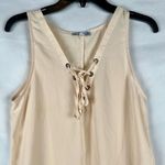 Iris  Cream Sleeveless Lace Up Tank Top Medium Photo 1