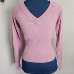 Vintage Shimmer Pink Metallic V neck Sweater Size M Photo 4