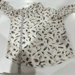 The Kooples 100% Silk Cream Multicolor Boho Feather Print Button Down Top Sz S Photo 11