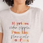 Maurice's White Hayrides Pumpkins Bonfires Short Sleeve Graphic Tee Photo 1