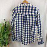 Holding Horses  Blue & White Snap Close Long Sleeve Plaid Shirt Top 6 Photo 1