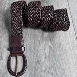 Women’s Brown Braided Leather Belt Western Boho Festival Photo 0