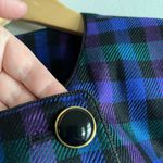 Vintage Kasper ASL Black Button Plaid Blazer Blue Green Purple Grunge Size 8 Photo 4