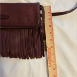 Frye  Brown Leather Fringe Crossbody Bag Boho Western Festival Purse Photo 2
