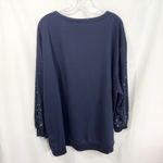 Roamans Plus Size 18W‎ 20W Sweatshirt Top Rhinestone Sleeve Studded Blue 1070 Photo 2