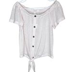 Dainty Hooligan NWT Cream Knit Off The Shoulders Front Tie Short Sleeve Top Size Medium Photo 1