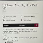 Lululemon  Align HR Pant 25” Sz4 Black NWT Photo 5