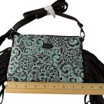 Justin Boots Justin Women Tooled Sunflower Pattern Turquoise Western Rodeo Small Crossbody Photo 2