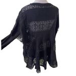 Free People  Black Lace Layered Long Sleeve Blouse – Size Small Photo 3