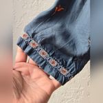 Sundance  Floral Boho Silk Like Cordelia Tunic Embroidered Blue Blouse small Photo 4