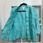 Chico's Aqua Breeze Beaded Linen Turquoise Open Jacket Cardigan Coastal Size 0 S Photo 2