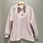 Aerie  Cream Fleece Quarter Zip Sweatshirt Size Medium Photo 5