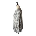 Tribal Shirt Women Large Ivory Gray Floral Fleur Lace Up Neck Ruffle Hem Top Photo 4