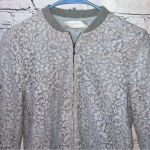 ZARA  Women’s Light Blue Lace Cropped‎ Zip Up Jacket Size Medium Photo 3