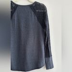 Lucky Brand  Waffle Knit Thermal Crochet Eyelet Lace Sleeves, Grey/Black, Med Photo 12