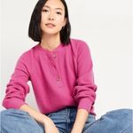 Old Navy  Women’s Longsleeve Cozy Waffle Henley T-Shirt Top in Lotus Flower M Photo 1