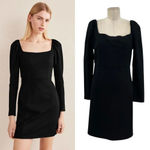 Boden Square Neck Mini Jersey Dress Black Long Sleeve Size 12L Tall‎ Photo 1