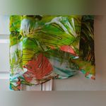 cha cha vente Green Multi-Colored Split Neck 3/4 Sleeve Hi Low Tunic Blouse M Photo 2