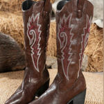 Brown Western Embroidered Boots Size 7 Photo 0