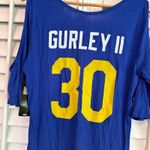 Majestic  Blue Cold Shoulder Rams Tee‎ Size Large Photo 4