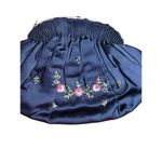 Antique Navy Blue Silk Embroidered Floral French Evening Bag Clutch Photo 8