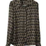 Milano Black & Brown Printed Long sleeve Button Down Shirt(Size Large) Photo 0