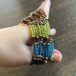 None Handmade cuff stretch bracelet, colorful seedbeads, earth tones, 6”-6.5”W Photo 6