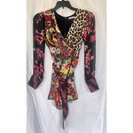 Alice + Olivia  Nelia Wide Sleeve Romper Multicolor Patchwork Print Floral Size 2 Photo 9