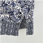 Sigrid Olsen  100% Linen Tunic Top Blue White Floral Paisley Print‎ Medium Luxury Photo 4