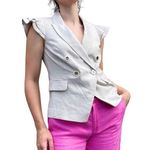 White House | Black Market Ruffle Cap Sleeve Double Breasted Waist Coat Vest Photo 0