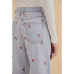 Farm Rio Rose Embroidered Wide Leg Denim Photo 3