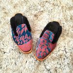 Free People Butterfly Effect Slip On Mules Red Blue Metallic Fur Lined Size 38 Photo 0