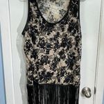 Vintage Deb Tank Top 2X Black Lace Fringe Whimsygoth Y2K Fairy Grunge Rave Photo 0