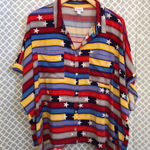 LuLaRoe  stars stripes color block‎ Amy button down Photo 0