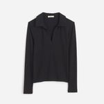 Madewell Drapey Rib Long-Sleeve Polo Top Size XXS Photo 2