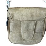 Travelon  Small Crossbody Bag Tan Mock Suede Pouch Purse Travel Green Compact Photo 8