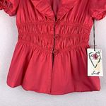 Lovestitch LNWT Coral Puff Sleeve Ruched Waist Peplum Jacket Photo 5
