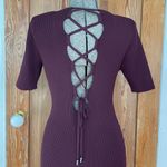 Karen Millen Lace Back Rib Knit Midi Dress in Burgundy ~ Size Large Photo 5