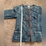 Coldwater Creek  Women’s Denim Embroidered Boho Jacket Hook Closure Size 8P Photo 9
