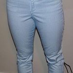 Old Navy Blue White Stripe Pixie Crop Pants Photo 0