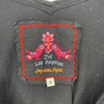 JW Los Angeles Johnny Was Black Embroidered Floral Birds Poncho Top Size S Photo 2