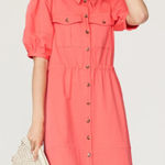 Ba&sh Dress Womens Small Pink Lincoln Collared Button Front Mini Cotton Photo 0