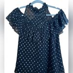 Rebecca Minkoff Rebecca Taylor Black Open Shoulder Metallic Top Photo 3