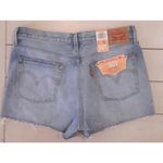 Levi's  501 Denim Shorts  Distressed Blue Frayed Hems Button Fly Womens 32 Floral Photo 1