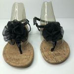 Jaclyn Smith  Corked Look Black Flower Sandals Photo 0