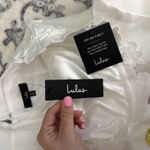 Lulus Unforgettable Icon White Satin Strapless Floral Mini Dress Size Medium NWT Photo 4