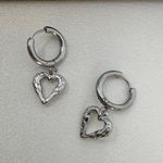 Love Heart Dangle Drop Earrings for Women Silver Photo 1