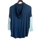 Gaiam Women Yoga Hoodie Top M Blue Color Block Soft Stretch Lounge Activewear Photo 2