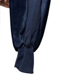 Democracy Women's Navy V-Neck Top Size XL Plush Billowy Sleeves Athleisure Cozy Photo 5